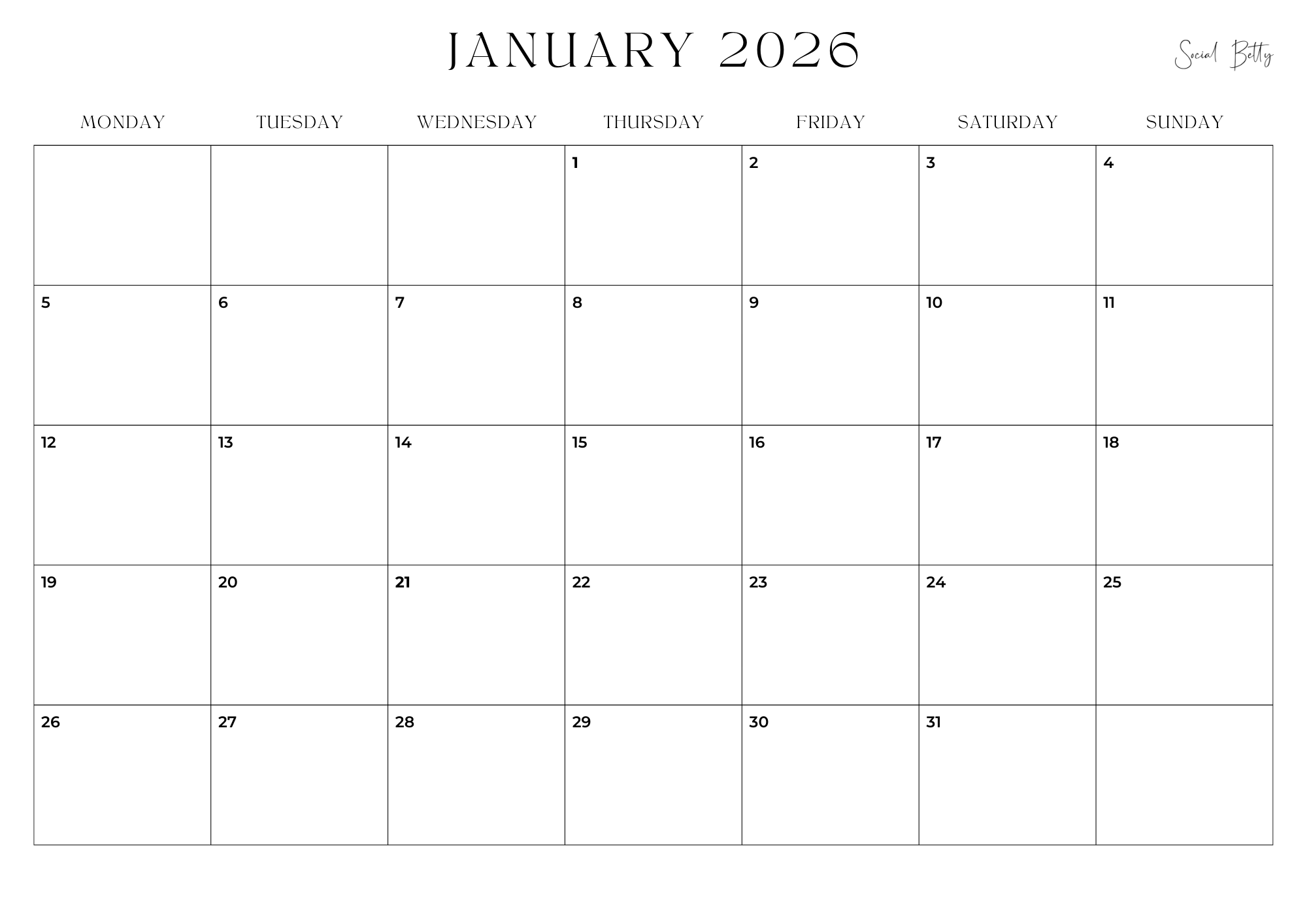 Pre-order: 2026 Monthly Calendar