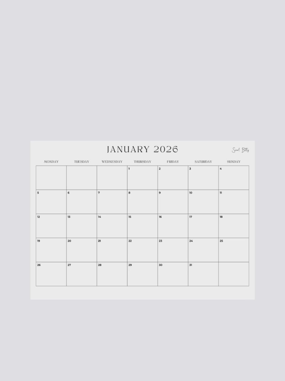Pre-order: 2026 Monthly Calendar